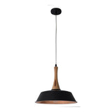Pendentif "culum" Ø 36cm en métal en noir et cuivre, avec du bois, e27