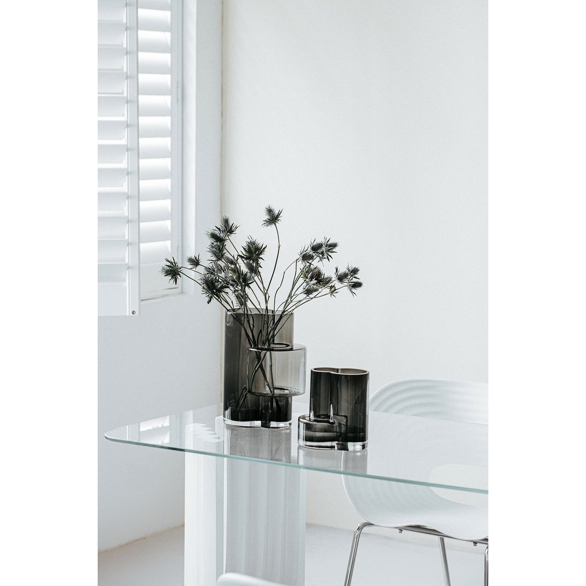 Vase en verre FUSIO 32 gris - pièce maîtresse de décoration