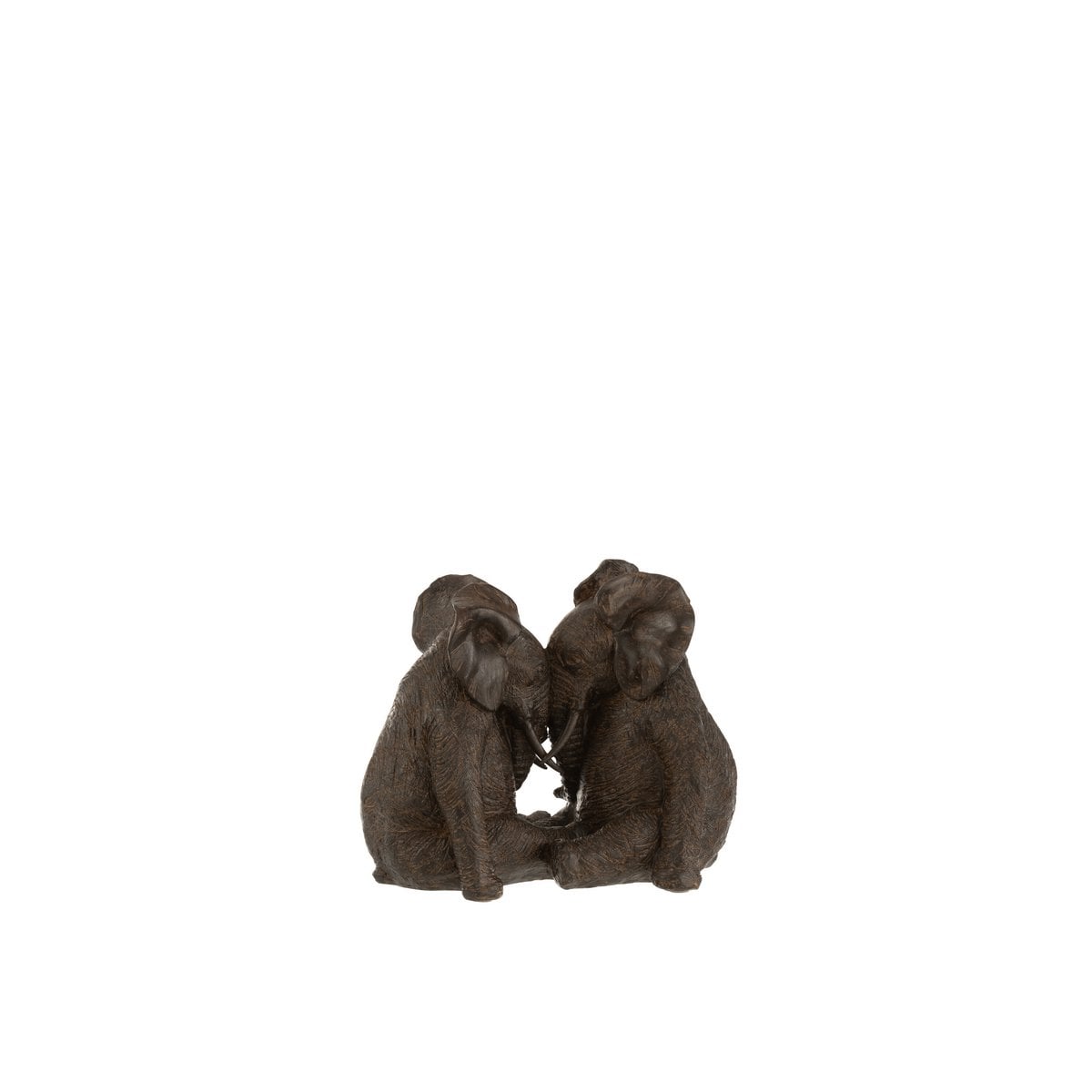 Statue décorative Couple d'Éléphants en polyrésine marron foncé, 19,5 cm de hauteur