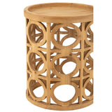 Table d'appoint Epicéa sculpté vue de face, finition naturelle et design élégant.