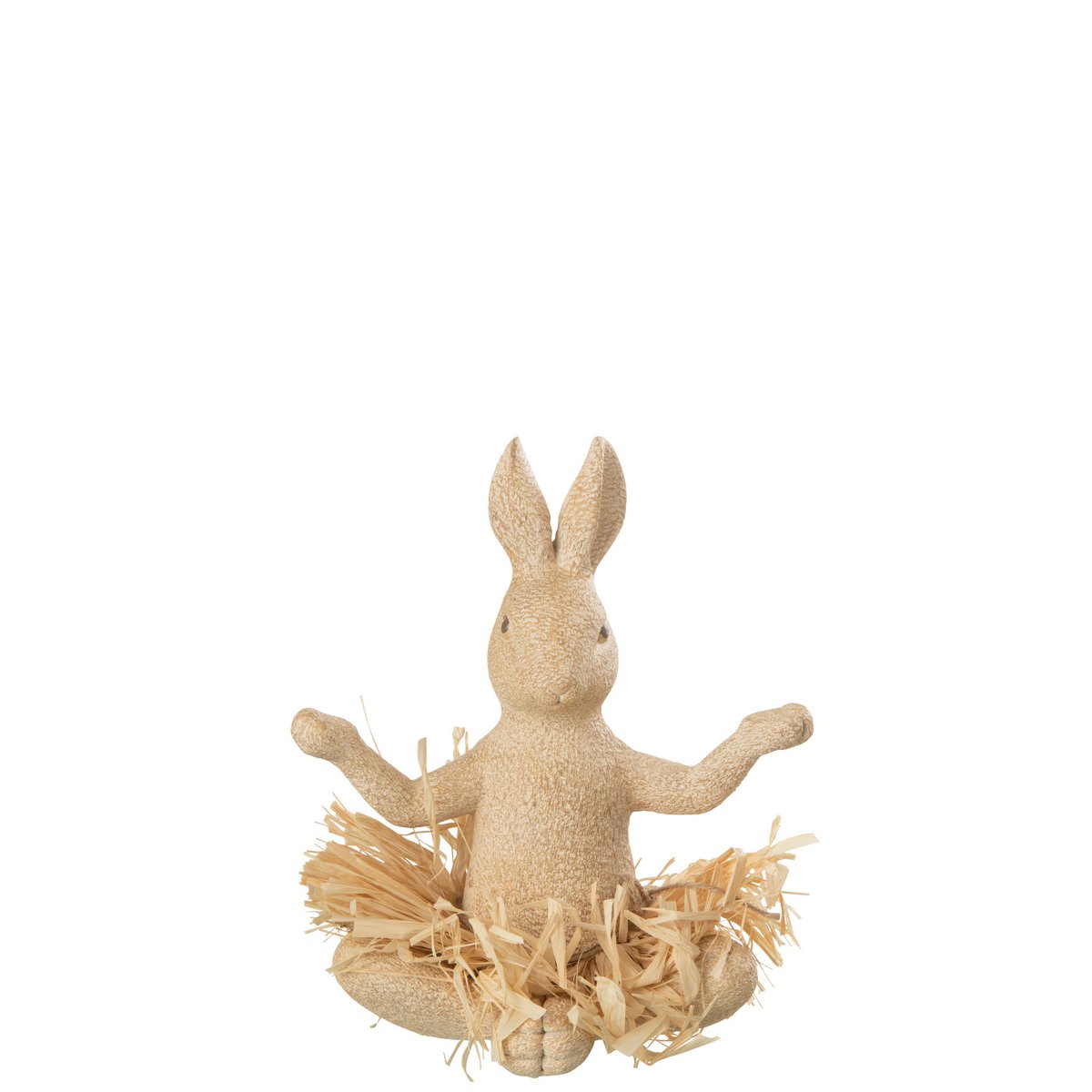 Figurine lapin assis yoga J-Line en pierre naturelle, décorative et élégante