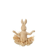 Figurine lapin assis yoga J-Line en pierre naturelle, décorative et élégante