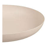Vue latérale du plateau décoratif en métal beige