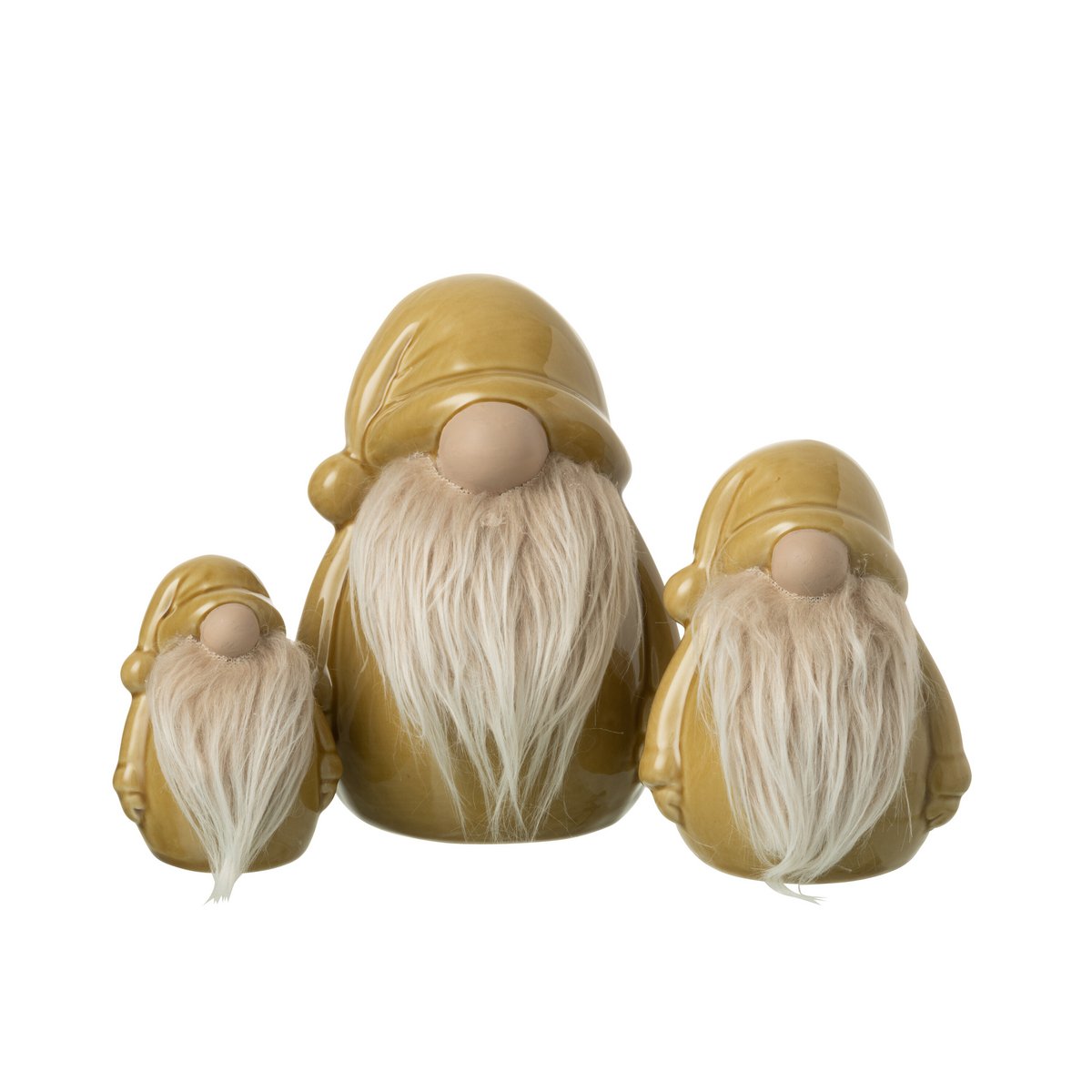 Détails de la figurine gnome en porcelaine, couleur ocre