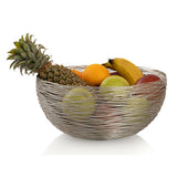 Panier de fruits Ø 30 cm H 13 cm Bol de panier à pain bol en métal argent rond ou structure en fil métallique de poupée en or