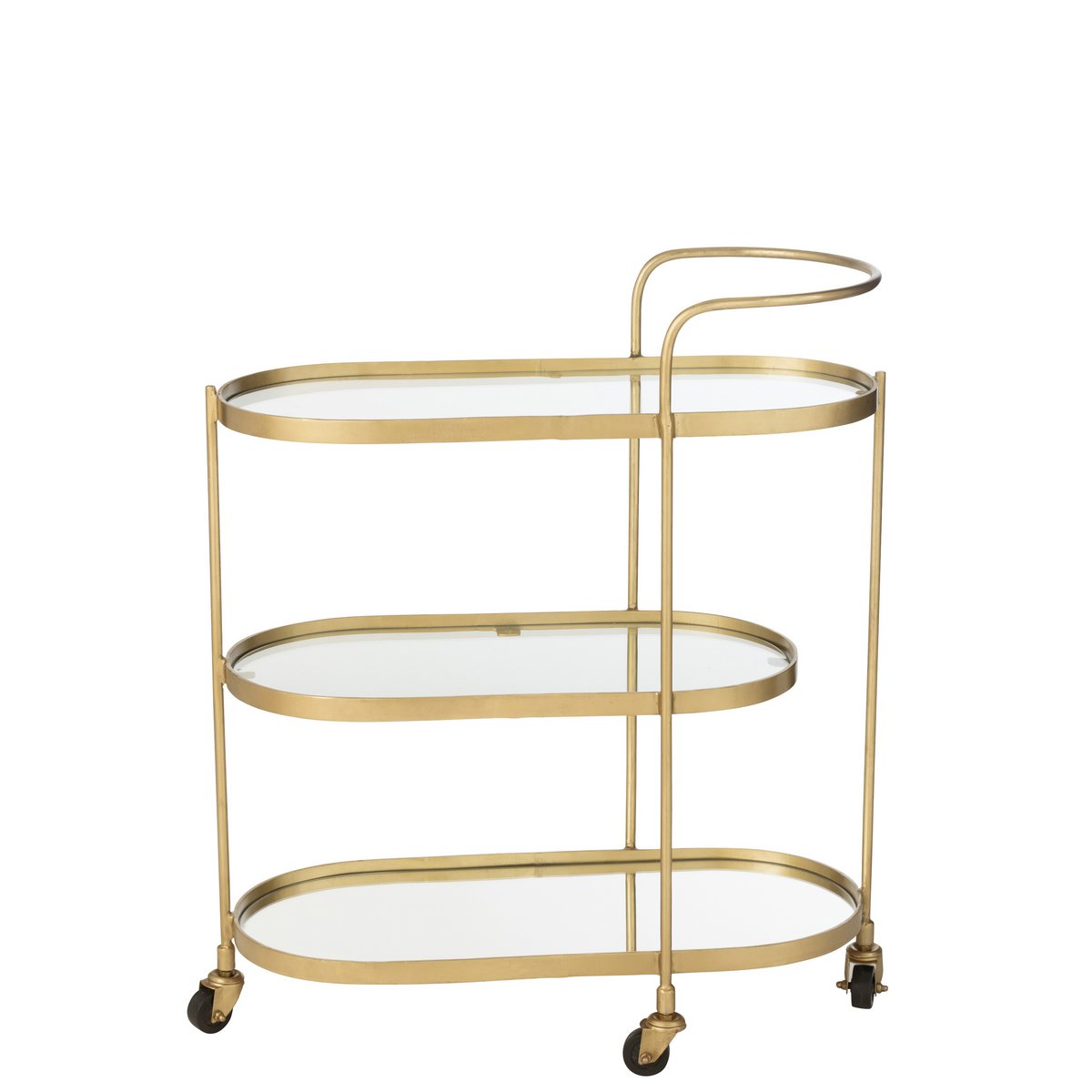 Chariot J-Line Oval en métal doré avec miroir, vue de face