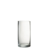 Vase cylindrique en verre transparent de 20,5 cm de hauteur, élégant et moderne