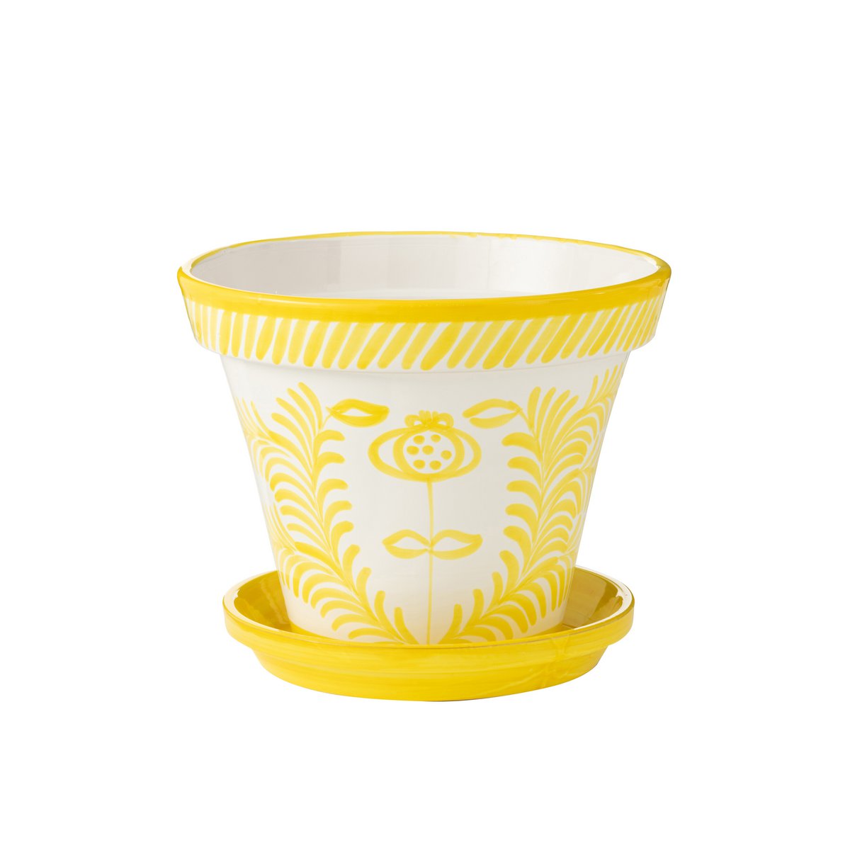 Pot de fleurs J-Line Grenade en céramique jaune - vue 1
