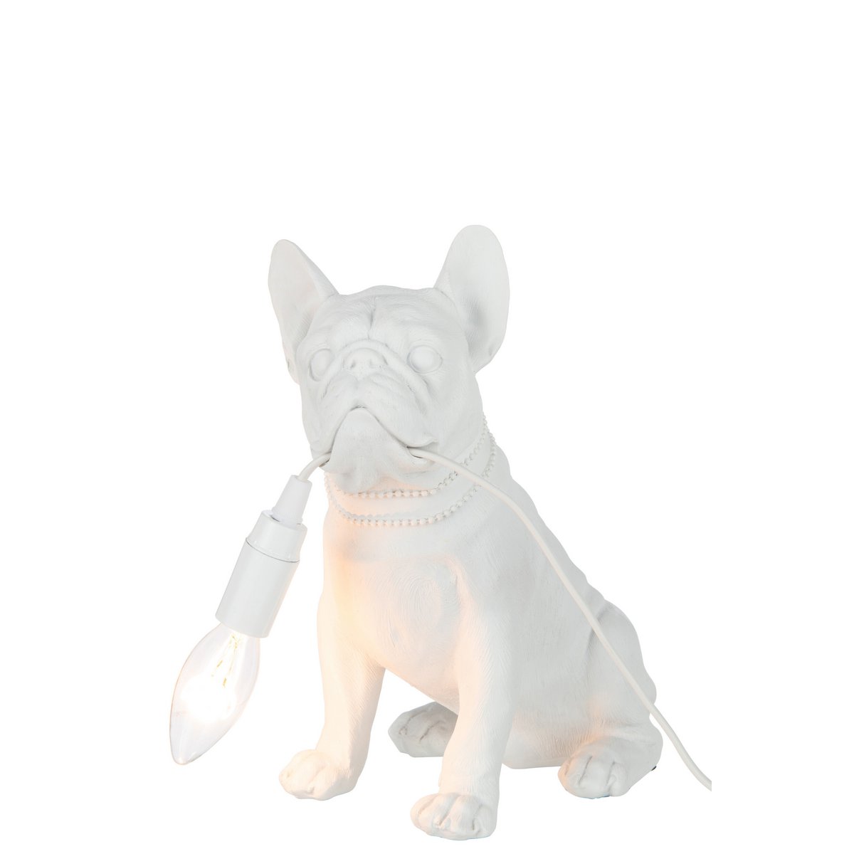 Lampe Bulldog J-Line en polyresine blanche, vue de face