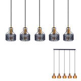 5 pendentif pendentif "Foro" Retro Pendant lampe en métal en noir et or avec des versions E27, 96 cm de long. Éclairage élégant pour le salon, la salle à manger ou la cuisine.