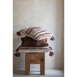 Détail du tressage du coussin Chindi en coton
