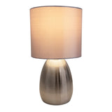 Lampe de table "Aurum" 33 cm de haut en acier-bean / gris, en métal et textile, avec une douille E14, l'éclairage pour la salle à manger, le salon, le couloir ou le bureau