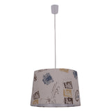 Pendentif textile "imprimé", jeune vivant, lampe suspendue, textile en marron, socket e27, pour salle à manger, salon, couloir ou bureau, Ø40 cm