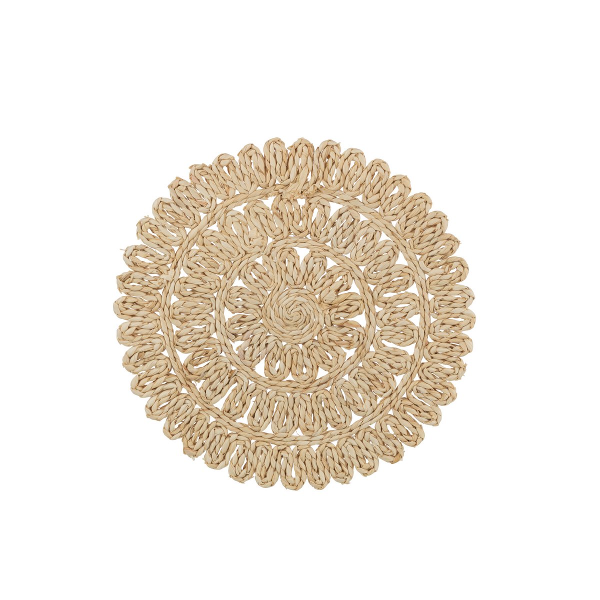 Set de table rond Fleur J-Line en jute naturel avec motifs floraux