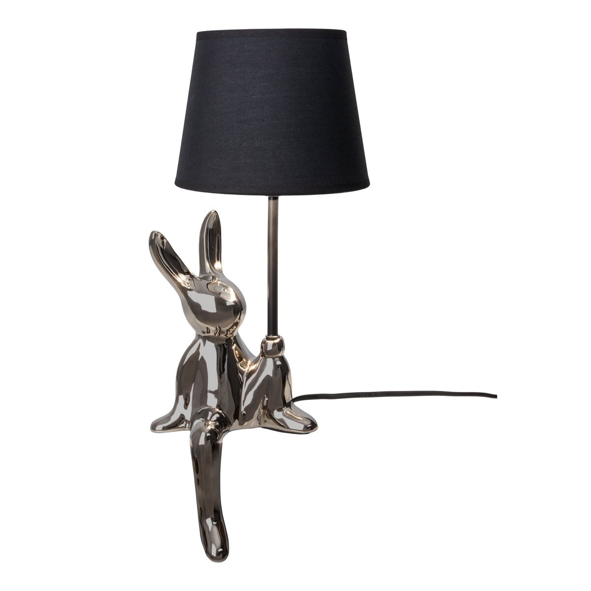 Lampe de table "Helge" Ø 18 cm, hauteur env. 45 cm, en céramique en noir et argent, des lames de texte noir