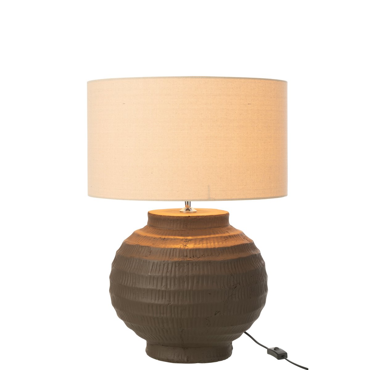 Détail de la céramique de la lampe J-Line, finition terracotta.