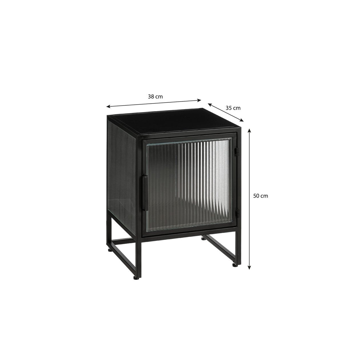 Meuble de rangement Clifton Noir avec porte en verre nervuré
