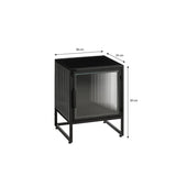 Meuble de rangement Clifton Noir avec porte en verre nervuré