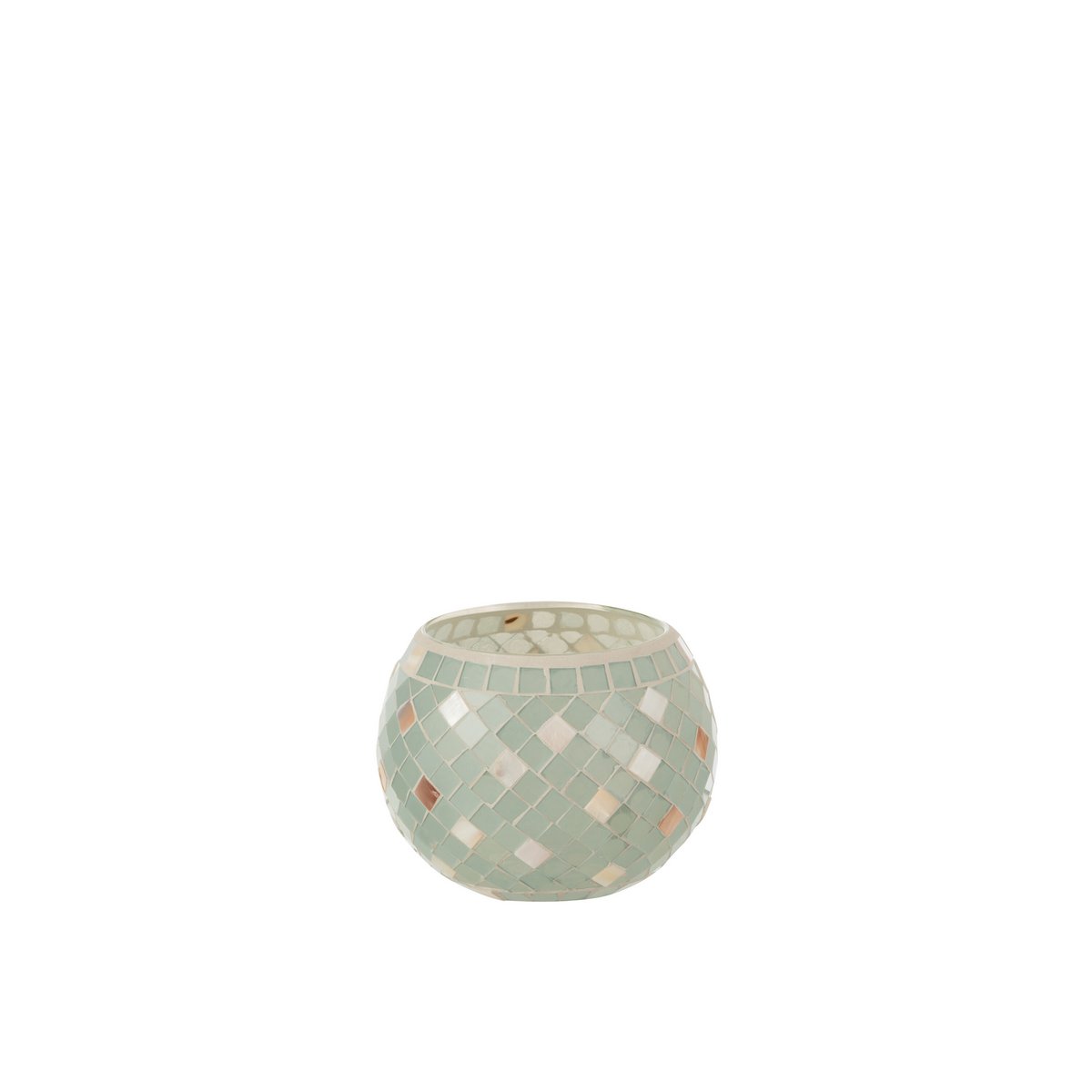 Photophore Mosaic Round J-Line en verre gris, vue de face