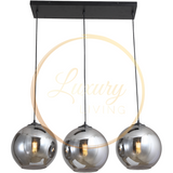 Lampe suspendue Verre Fumé 3 Lumières Droite