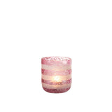 Photophore J-Line Stripes en verre rouge et blanc sur fond neutre