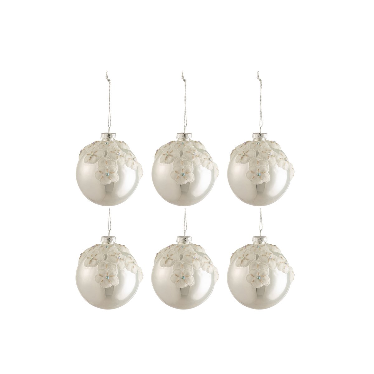 Boule de Noël en verre argenté J-Line, vue de face