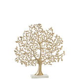Détail de la feuille d'arbre J-Line en aluminium doré, mettant en avant la texture