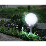 LED à l'extérieur de la broche sphérique "balle" D: 25 cm, brochette de terre en plastique, blanc, avec LED intégrée