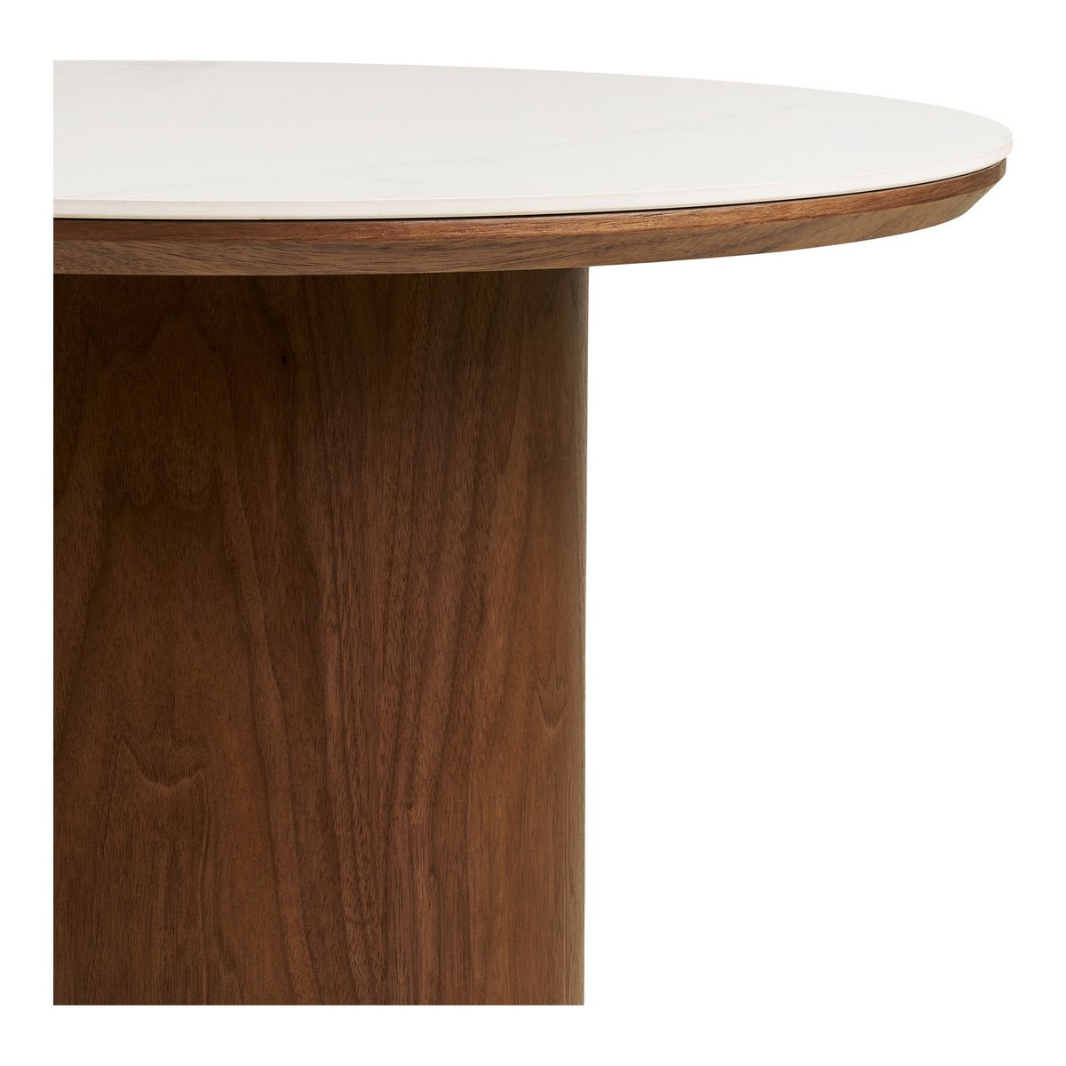 Détail du placage en frêne marron foncé de la table basse Noli