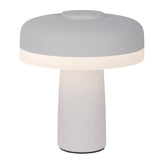 Table sans fil "PilU", 16,5 cm de haut, au-dessus de Ø de 15 cm, métal en blanc, plastique blanc, LED intégrée, 280 lumens, dimmable par capteur tactile, blanc chaud