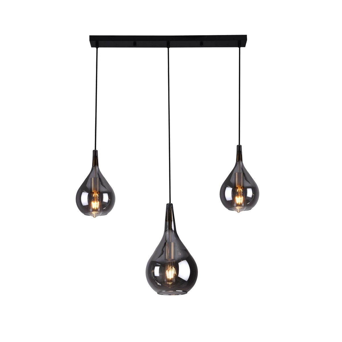 Pendentif Gota en verre fumé noir, design rétro élégant