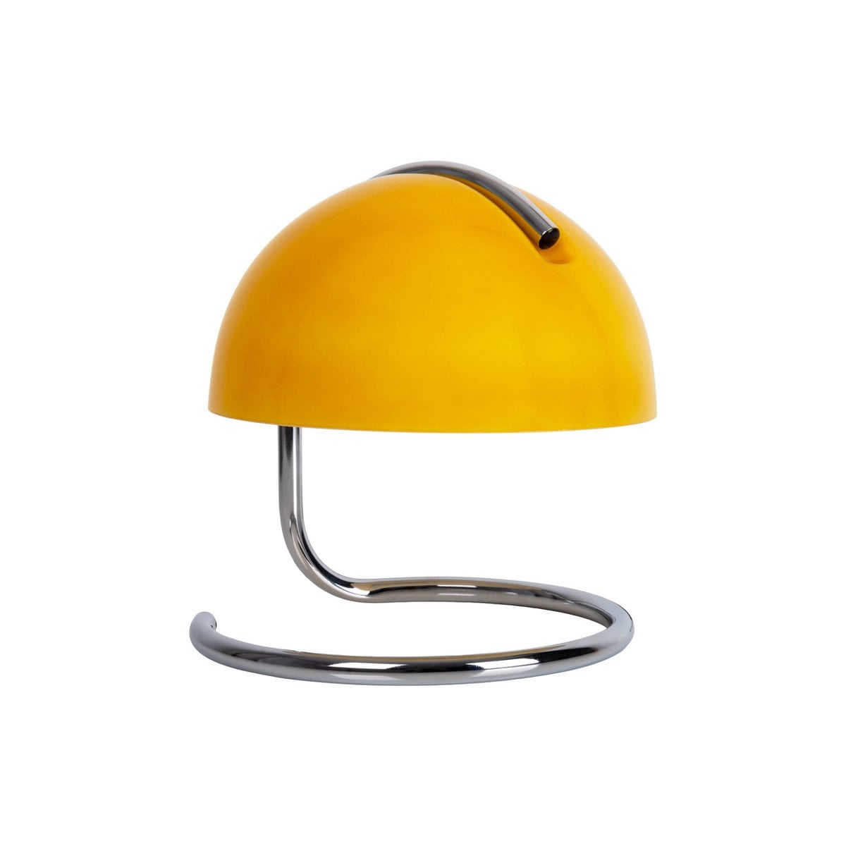 Vue latérale de la lampe Burano jaune, éclairage doux