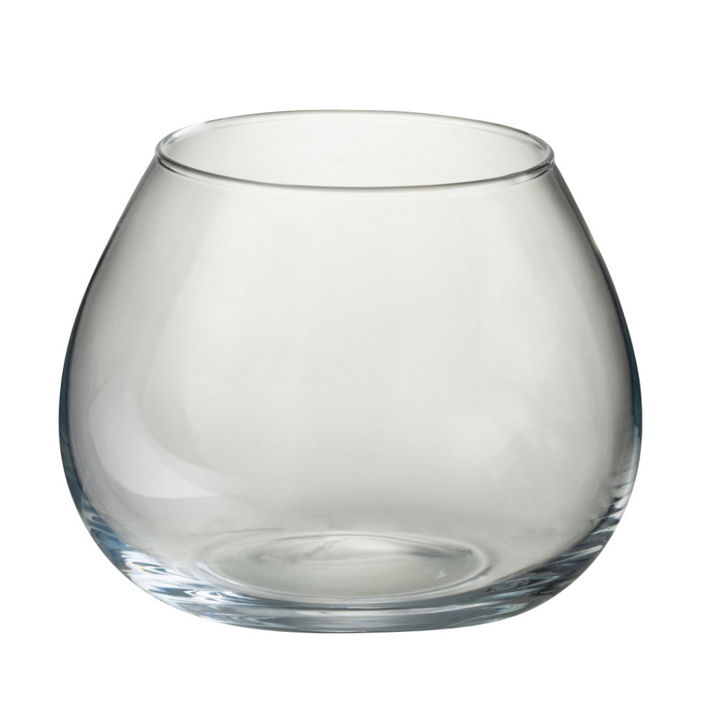 Vase en verre transparent J-Line Fie, vue de face avec bouquet