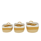 Panier Bobines J-Line avec rayures blanches et oranges, vue de face