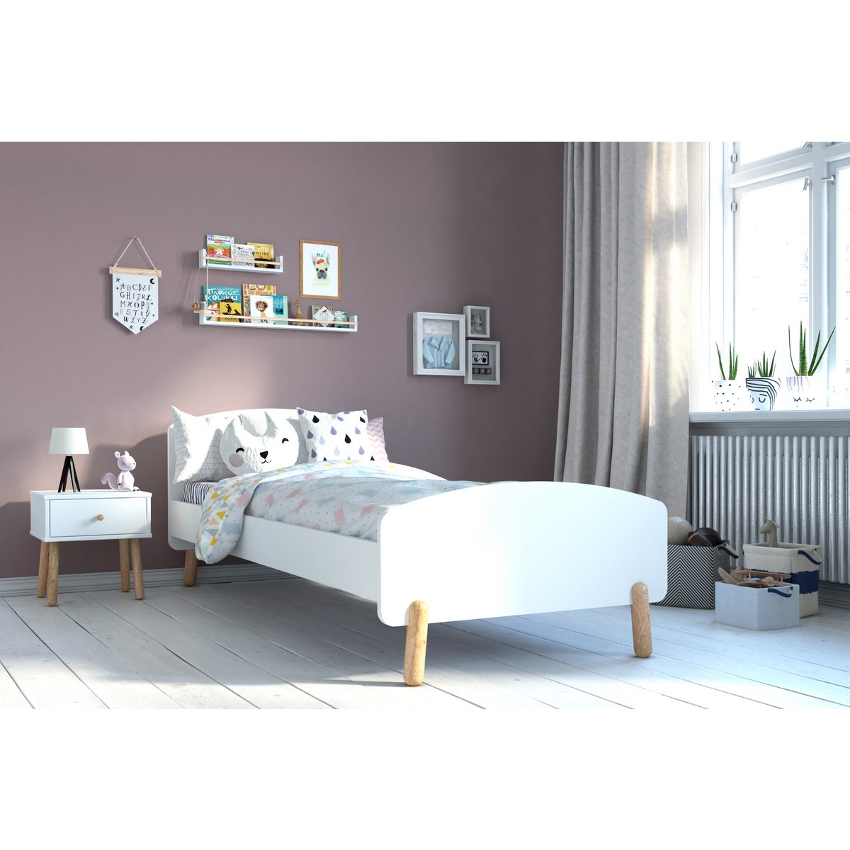Structure du lit en MDF peint en blanc