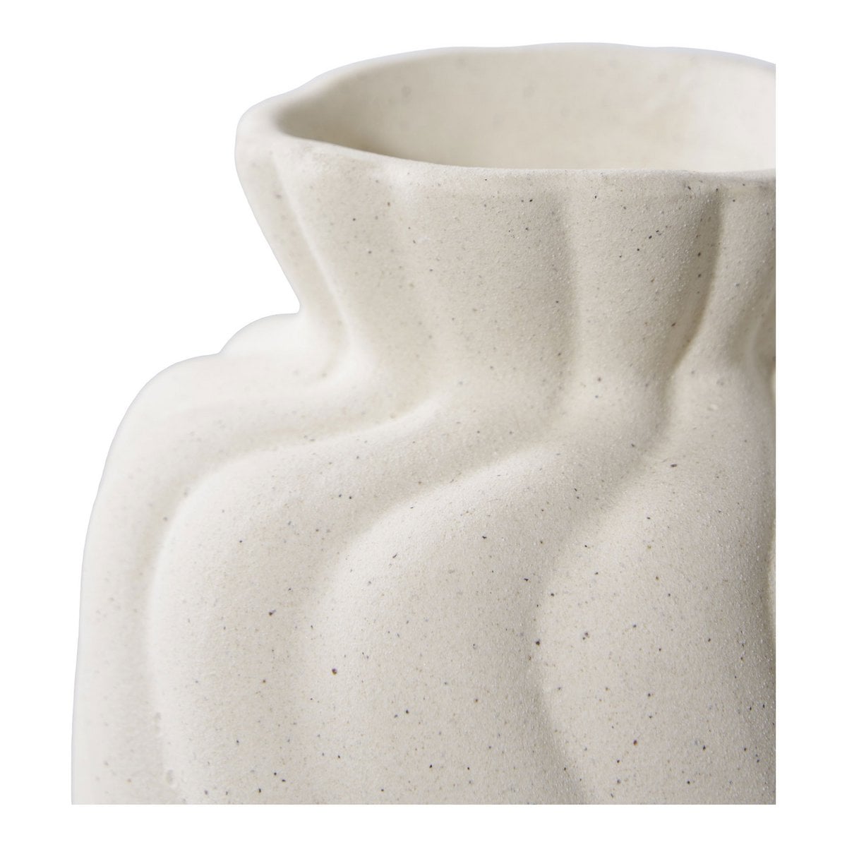 Vase en céramique blanc, en situation dans un salon
