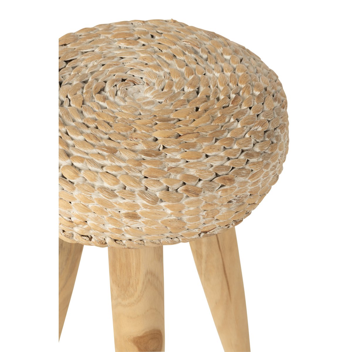 Tabouret J-Line Round, détail du matériau en jacinthe d'eau