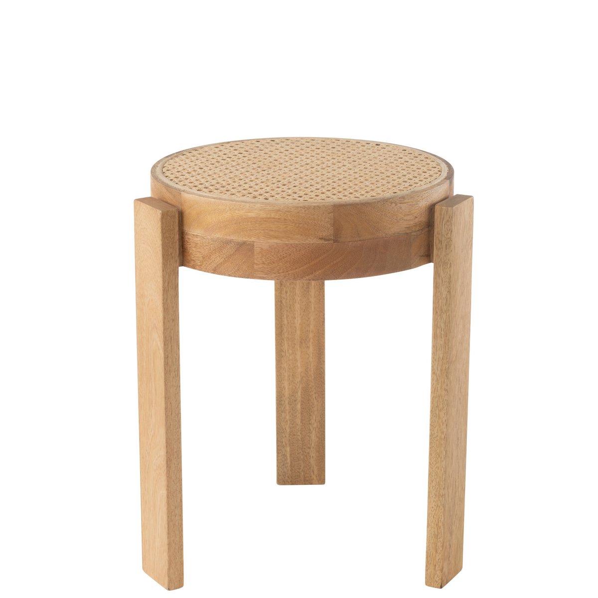 Détail du tabouret J-Line Kruk Pune en bois naturel, mettant en avant la texture