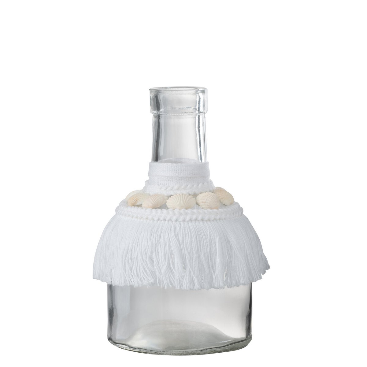 Vase Coquilles J-Line en verre blanc, design moderne et épuré