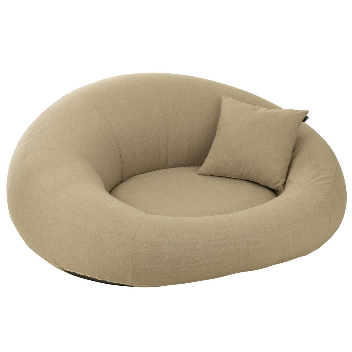 Matelas beignet beige J-Line en extérieur sous le soleil