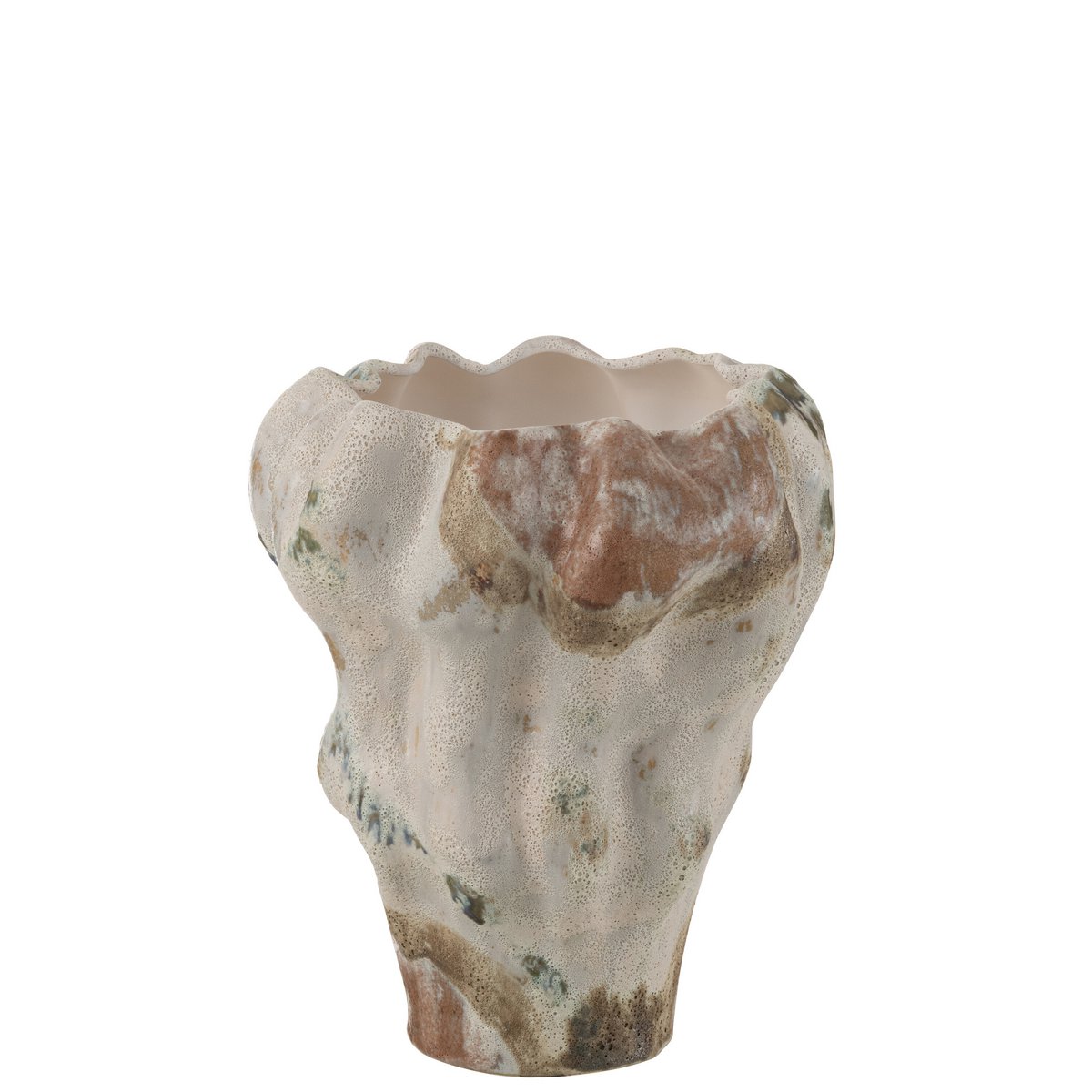 Vase J-Line Meanmone Kermits en porcelaine beige, vue de face.