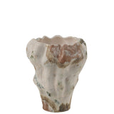 Vase J-Line Meanmone Kermits en porcelaine beige, vue de face.