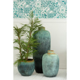 Vase Vintage en Céramique Azure - Profil droit