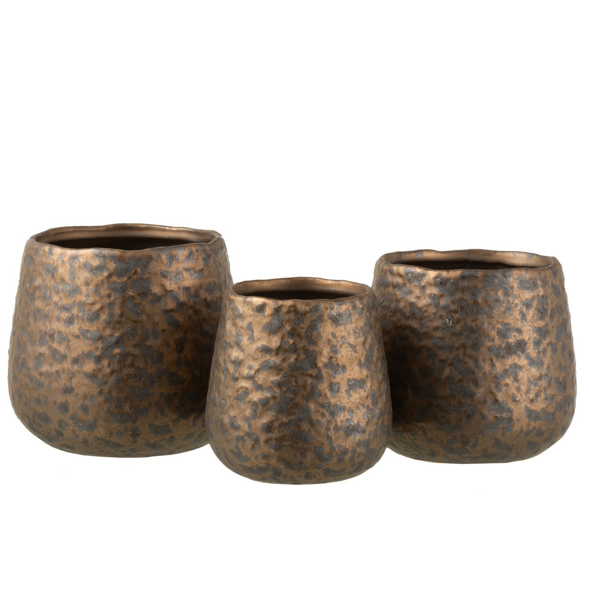 Vase J-Line Flowerpot Specking en céramique cuivre, vue de face