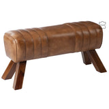 J-Line décoration Banc de gym - cuir/bois - cognac