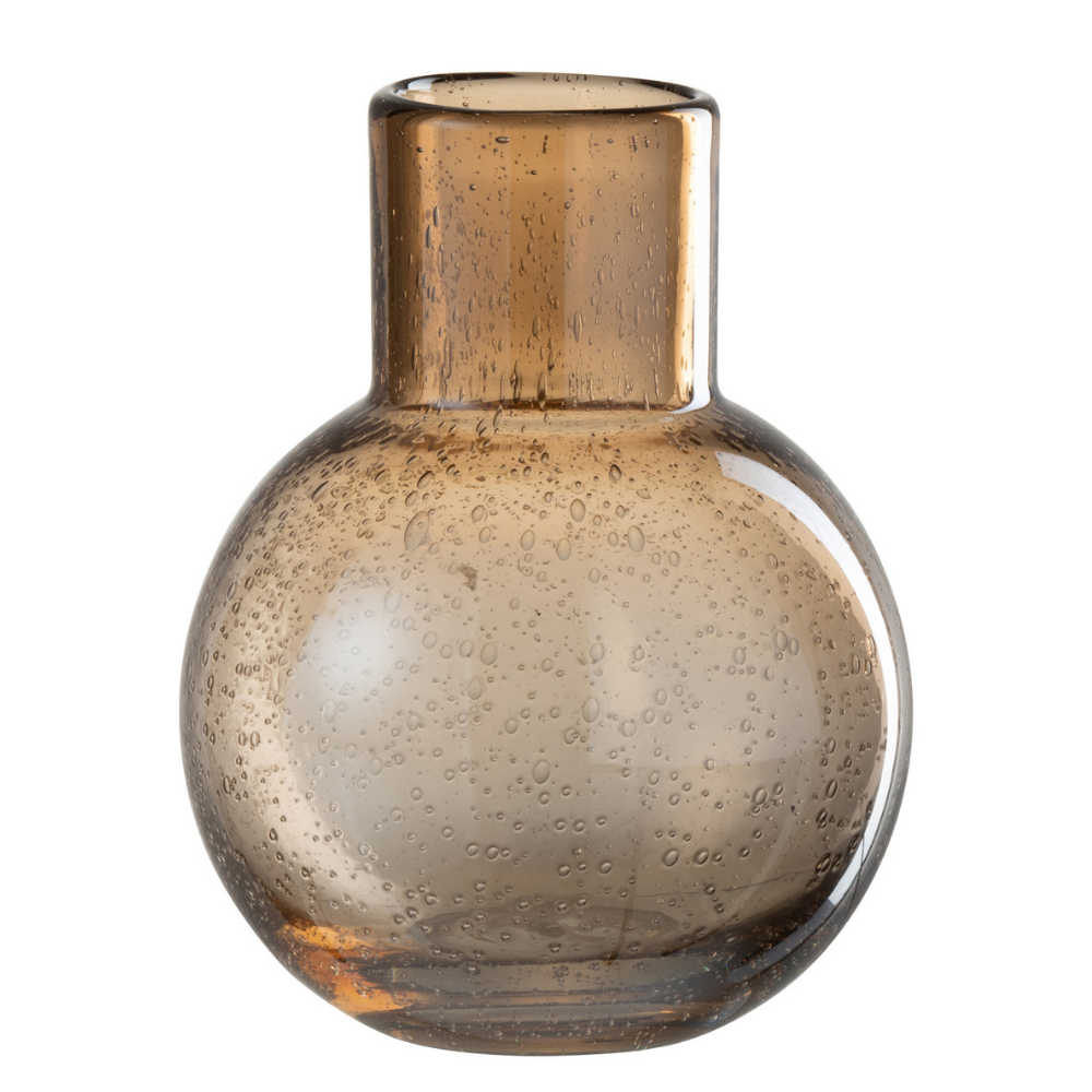 Vase Ball en Verre Amber avec cou - Vue de face
