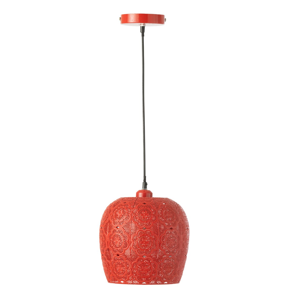 Vue latérale de la lampe Alive, métal rouge