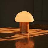 Lampe à poser rechargeable bois et verre marron clair