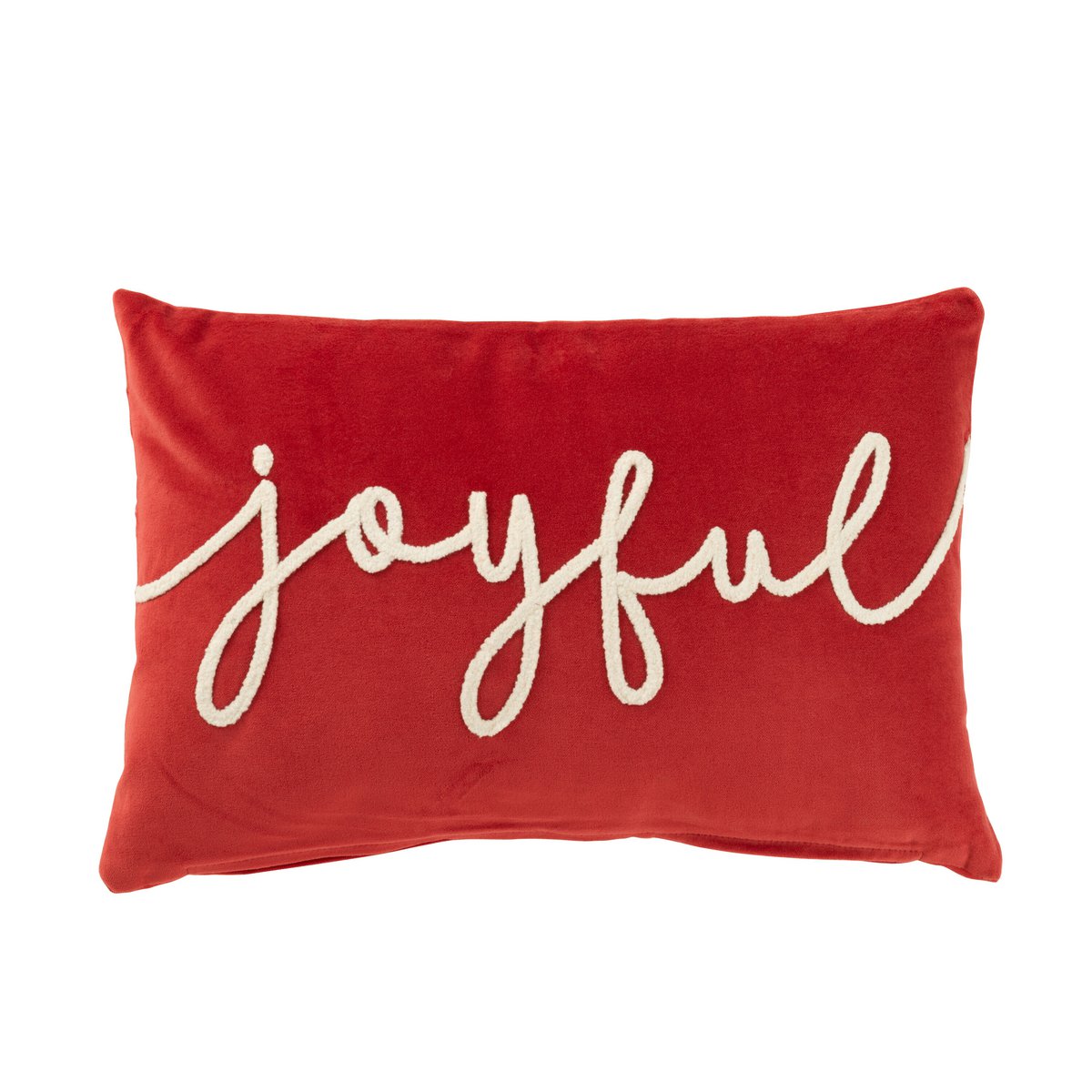 Coussin rectangle Joyful en velours rouge avec motif élégant