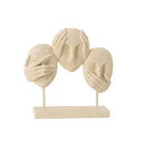 Sculpture J-Line Voir/Entendre/Parler en résine beige sur pied, design moderne